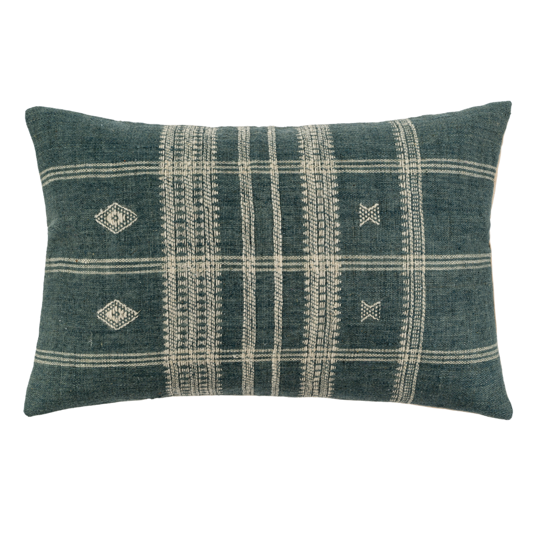 Bhujodi Wool Pillow Blue 16x24"