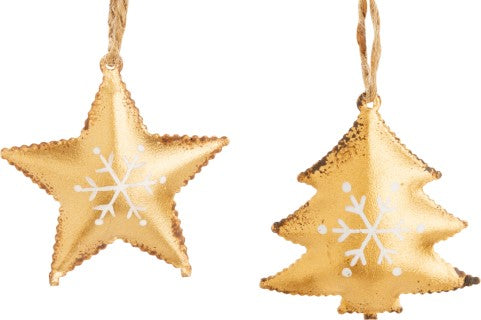 Asst'd Gold Star and Tree Ornaments