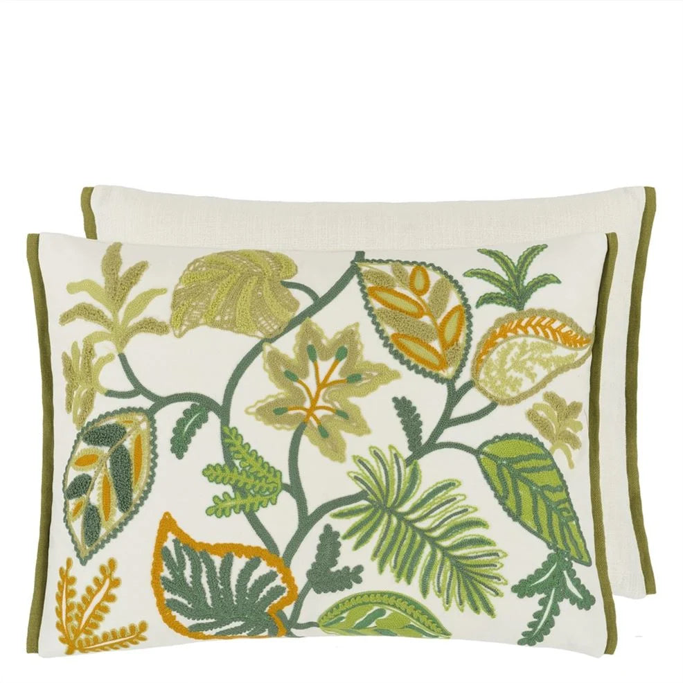 Toss Cushion Foglia Embroidered Moss