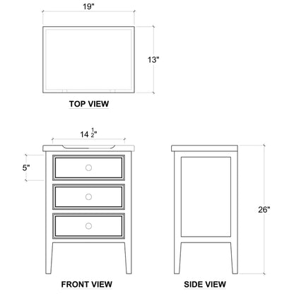 End Table Eton 3 Drawer Grey Charleston