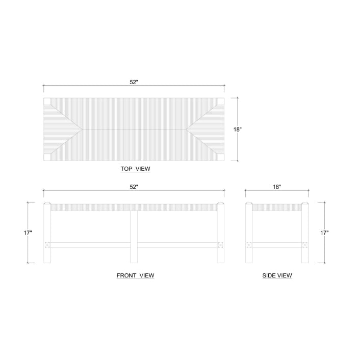 Bench Tuscan Teak w/ Sea Grass Seat