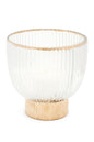 Vase Ribbed Glass Clear & Gold