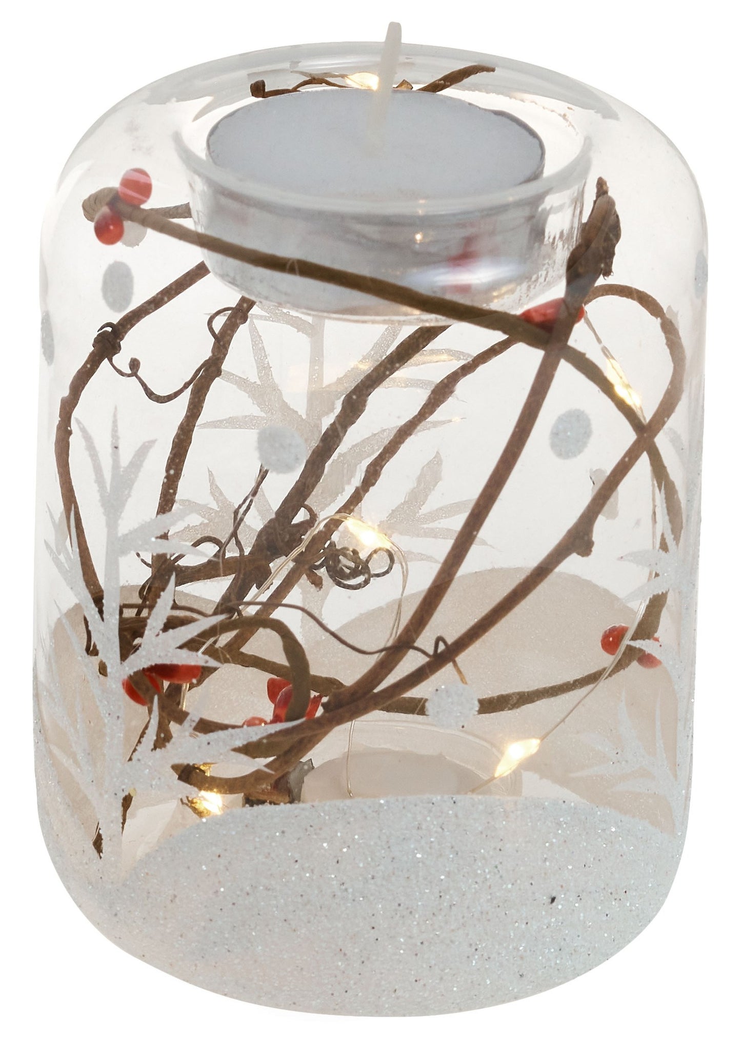 Candle Holder White w/ Twig LED