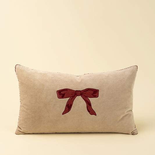 Toss Cushion Velvet Bow 21x12"
