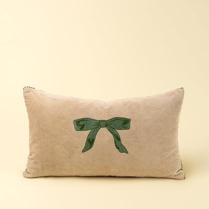 Toss Cushion Velvet Bow 21x12"