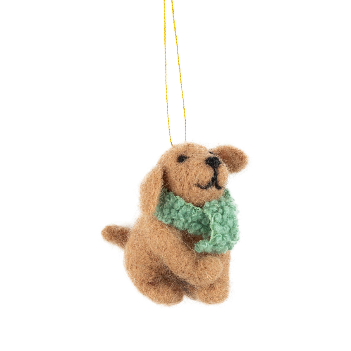 Ornament Dog Green Scarf Felt