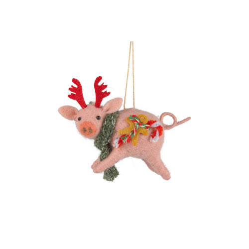 Ornament Pig Antlers Felt