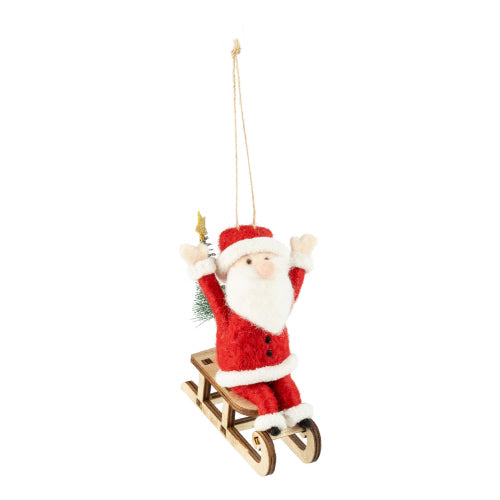 Ornament Santa on Sleigh Felt