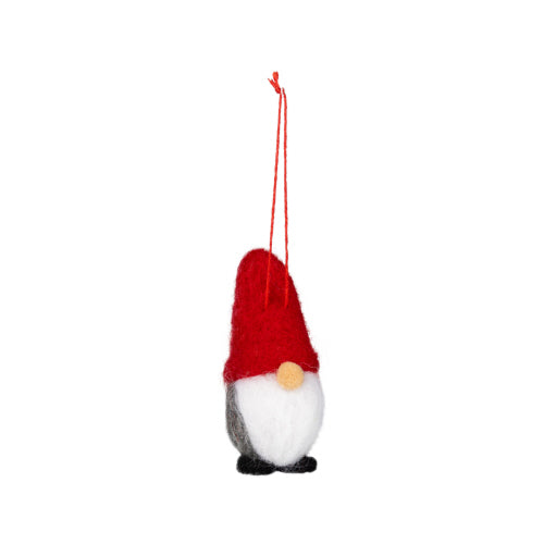 Ornament Gnome Red Felt Hat