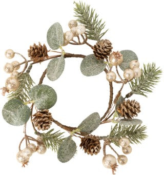 Gold Berries & Pine Cone Candle Ring