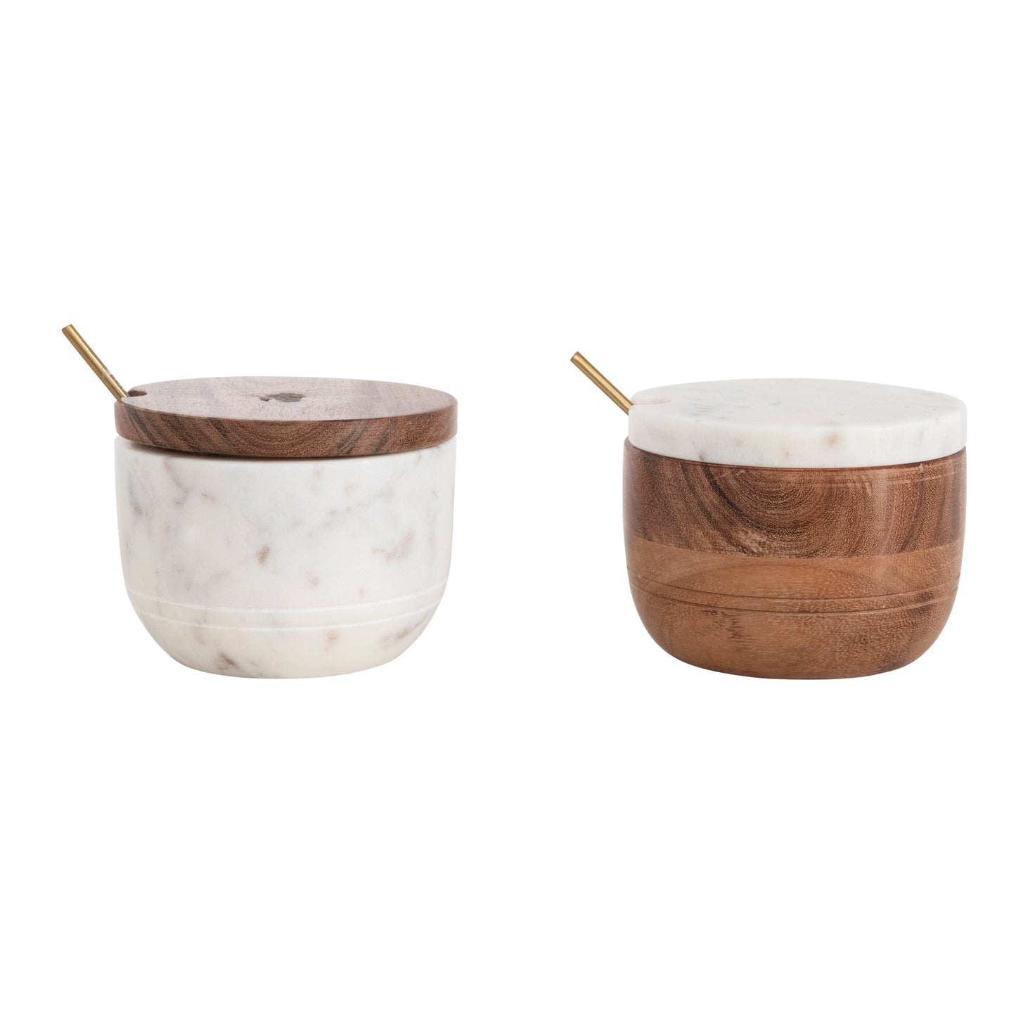 Marble and Wood Covered Bowls