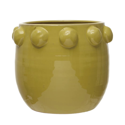 Planter w/dots, Chartreuse