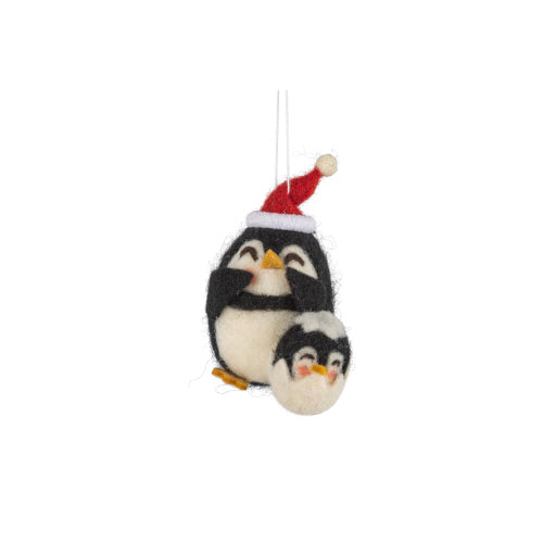 Ornament Felt Penguin With Baby