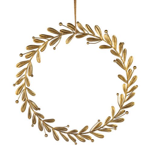 Wreath Mistletoe Antique Gold Metal