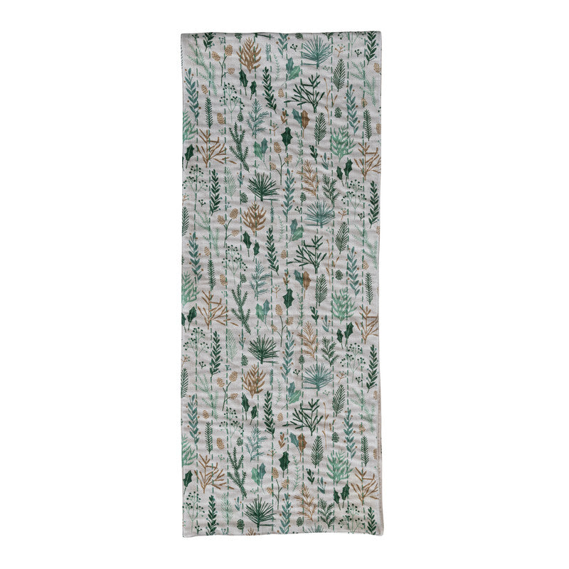Table Runner Two Sided with Seasonal Botanicals 72"L
