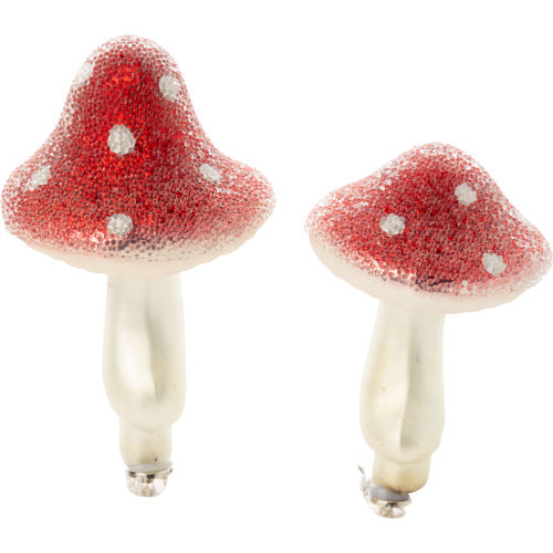 Mushroom Ornament Clip-On Red/White