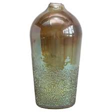 Photo of Vase Glass Seeded Green Iridescent