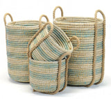 Basket Coiled Grass Blue/White